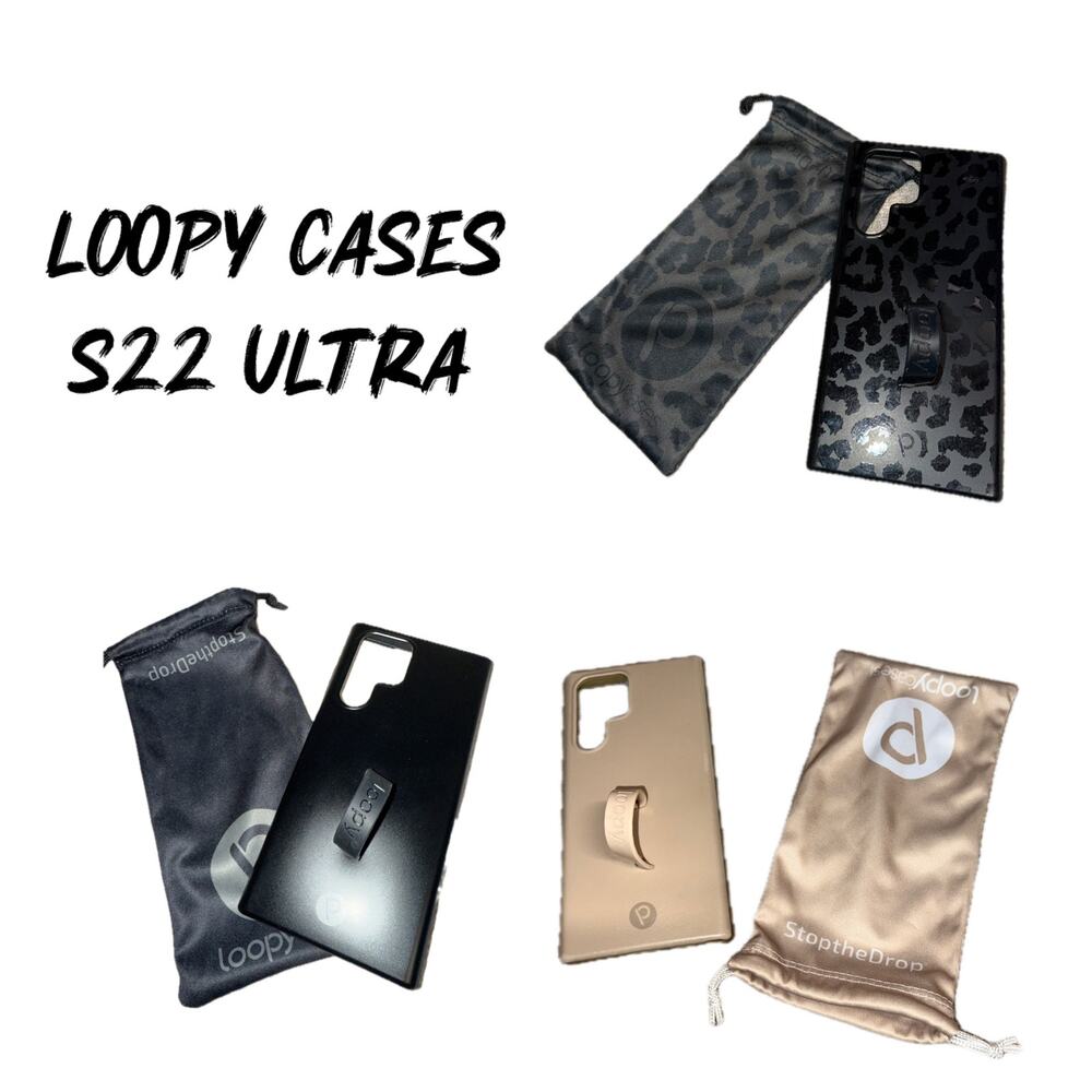 Loopy Phone case S22 Ultra Bundle of 3 Black cheetah Black & Tan